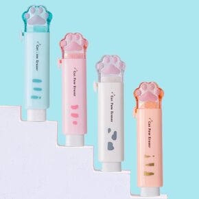 Retractable Pencil Eraser,4 Pack Cute erasers for Students Kids School Office Pencils Painting Drawing Gift Supplies