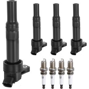 Ignition Coil Pack and Spark Plugs Kit fit for 1.8 2.0 L4 Hyundai Elantra GT Tucson, Kia Soul Forte Forte5 2012 2013 2014 2015 2016 2017 2018 2019 2020, UF651, Set of 4