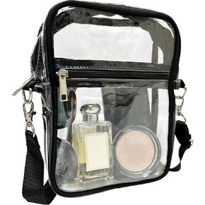 حقيبة كروس شفافة مبتكرة من HAUS مع جيب أمامي - محفظة شفافة معتمدة من الاستاد للحفلات الموسيقية والأحداث الرياضية والمهرجانات - بولي كلوريد الفينيل المقاوم للماء، حزام قابل للتعديل in Kuwait