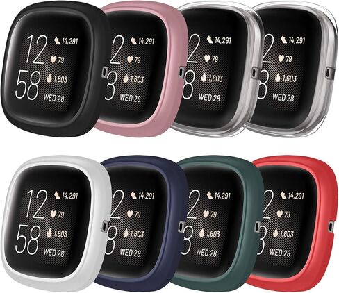 Fintie 8-Pack Case Compatible with Fitbit Versa 2, Slim Lightweight Hard Protective TPU Bumper Cover Compatible with Fitbit Versa 2 Smartwatch (Not Fit for Versa/Lite/SE) in Saudi Arabia