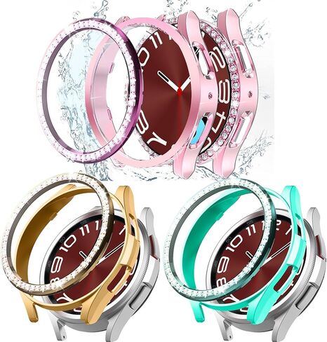 3 Packs for Galaxy Watch 6 Classic 47mm Case, Bling Frame Protective Case Compatible for Samsung Galaxy Watch 6 (3 Packs, Black/Silver/Clear)-47mm in Kuwait