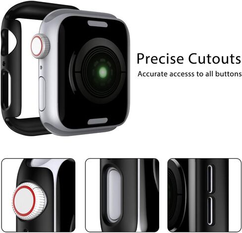 L K 2 Pack Compatible for Apple Watch 44mm SE Series 6 5 4 Case Tempered Glass Screen Protector, Hard PC Protective Case for iWatch 44mm- Black in Saudi Arabia