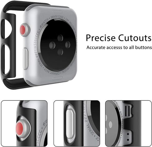 L K 2 Pack Compatible for Apple Watch 44mm SE Series 6 5 4 Case Tempered Glass Screen Protector, Hard PC Protective Case for iWatch 44mm- Black in Kuwait