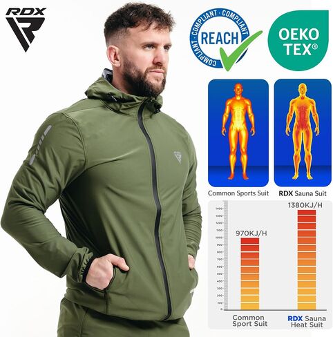 بدلة ساونا RDX، متوافقة مع REACH، معتمدة من OEKO TEX 100، بدلة حرارية لكامل الجسم مع غطاء للرأس in Kuwait