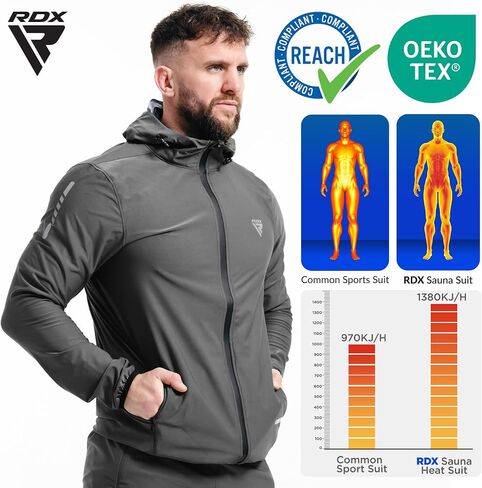 بدلة ساونا RDX، متوافقة مع REACH، معتمدة من OEKO TEX 100، بدلة حرارية لكامل الجسم مع غطاء للرأس in Kuwait