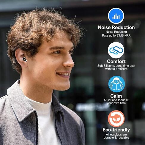 Earplugs for Sleeping Noise Cancelling, Reusable Noise-Reducing Earplugs, Perfect for Sleep, Focus, Noise Sensitivity & Travel, Soft Silicone Hearing Protection Ear Plugs, 26dB Noise Reduction in Saudi Arabia