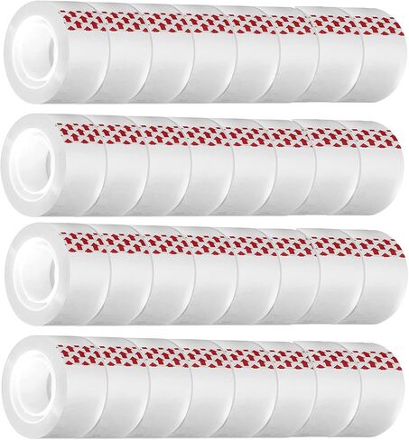 32 لفة شريط شفاف، شريط أساسي 0.98 بوصة، شريط لاصق شفاف للمكتب والمنزل والمدرسة، كل لفة 3/4 × 1000 بوصة in Kuwait