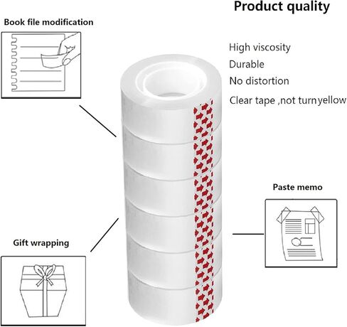 32 لفة شريط شفاف، شريط أساسي 0.98 بوصة، شريط لاصق شفاف للمكتب والمنزل والمدرسة، كل لفة 3/4 × 1000 بوصة in Kuwait