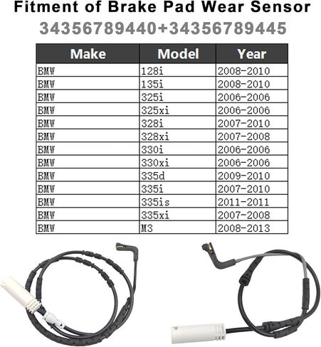 مستشعر ارتداء لوحة الفرامل الأمامية والخلفية 34356789440, 34356789445 لسيارات BMW 135i 328i 328xi 335i 335is 335d M3 in Kuwait