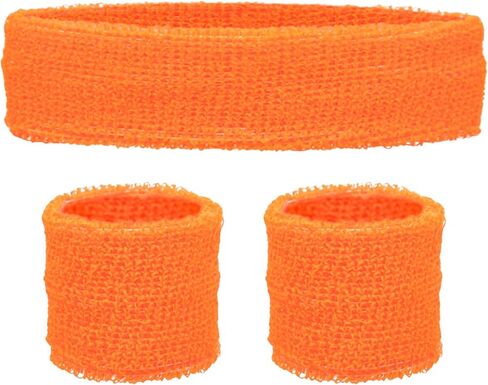 Headband and Wristbands Sweatbands Set - Neon 80s Fun Run Team Building Event Fancy Dress Pride Party Accessories Motivational 1980s Gym Sports Running Gymnastics Tennis… in Saudi Arabia