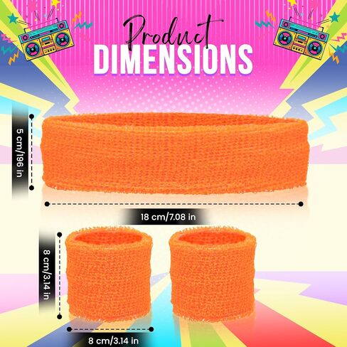 Headband and Wristbands Sweatbands Set - Neon 80s Fun Run Team Building Event Fancy Dress Pride Party Accessories Motivational 1980s Gym Sports Running Gymnastics Tennis… in Saudi Arabia