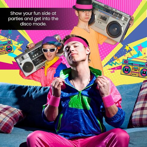 Headband and Wristbands Sweatbands Set - Neon 80s Fun Run Team Building Event Fancy Dress Pride Party Accessories Motivational 1980s Gym Sports Running Gymnastics Tennis… in Saudi Arabia