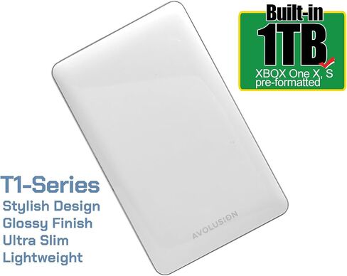 محرك الأقراص الصلبة الخارجي المحمول للألعاب Avolusion T1 Series 1 تيرابايت USB 3.0 (لأجهزة Xbox One X وS & Series X|S - منسق مسبقًا) أبيض - ضمان لمدة عامين in Saudi Arabia