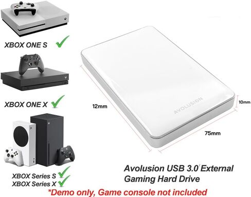 محرك الأقراص الصلبة الخارجي المحمول للألعاب Avolusion T1 Series 1 تيرابايت USB 3.0 (لأجهزة Xbox One X وS & Series X|S - منسق مسبقًا) أبيض - ضمان لمدة عامين in Saudi Arabia