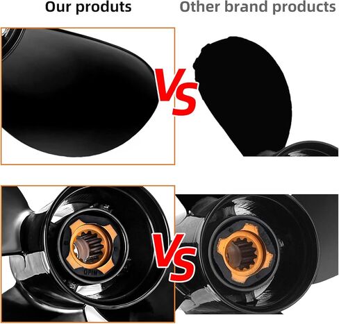 10.38 × 12 ترقية مروحة القارب المصنوعة من الألومنيوم OEM تناسب محركات ميركوري 25-70 حصان، 13 شريحة، 4 شفرات، RH- عزز سرعة القارب الخاص بك! in Kuwait