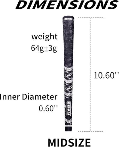 BISAM 3 Cotton Thread Tech, Multi Compound Golf Grips, Midsize, Set of 13 grips, Cross Corded Rubber Technology, Soft Rubber Golf Clubs Grips in Saudi Arabia