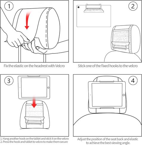 Universal Car Headrest Mount for 7-11" Tablets - Black in Kuwait