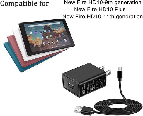 شاحن USB C بطول 5 أقدام متوافق مع جهاز الكمبيوتر اللوحي الجديد Fire HD 10، وFire 10 Plus، وKids Edition، وKids Pro، وKindle Fire الجيل التاسع والحادي عشر (2019 2021) in Kuwait