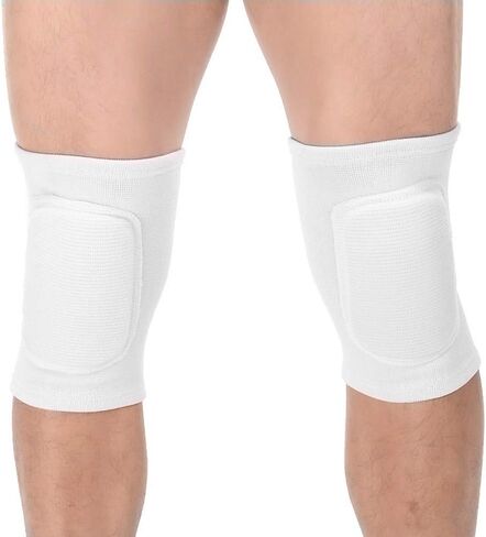 Kids Volleyball Kneepad Soft with Sponge 1 Pair, Knee Sleeve for Adult Youth Pole Dance Cycling Soccer Roller Skating-Elbow Support Work Gym Yoga Golf Leg Protector Auto Mechanic-Black(White, L) in Saudi Arabia