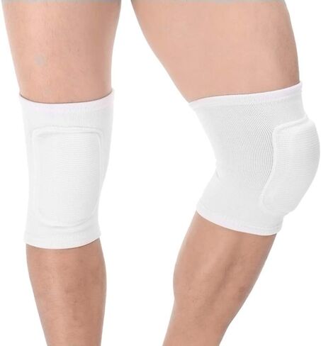 Kids Volleyball Kneepad Soft with Sponge 1 Pair, Knee Sleeve for Adult Youth Pole Dance Cycling Soccer Roller Skating-Elbow Support Work Gym Yoga Golf Leg Protector Auto Mechanic-Black(White, L) in Saudi Arabia