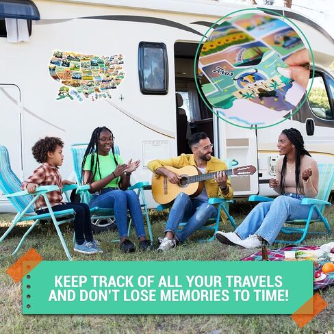 خريطة RV للدول التي تمت زيارتها | الإصدار 2.0 | LATCH.IT 21 × 15 بوصة خريطة RV للولايات المتحدة التي تمت زيارتها | ملصق RV من الفينيل مزدوج الطبقات خريطة الولايات المتحدة | عربة RV خارجية مقاومة للماء ومقاومة للأشعة فوق البنفسجية in Kuwait