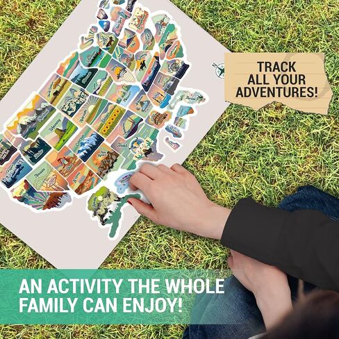 خريطة RV للدول التي تمت زيارتها | الإصدار 2.0 | LATCH.IT 21 × 15 بوصة خريطة RV للولايات المتحدة التي تمت زيارتها | ملصق RV من الفينيل مزدوج الطبقات خريطة الولايات المتحدة | عربة RV خارجية مقاومة للماء ومقاومة للأشعة فوق البنفسجية in Kuwait