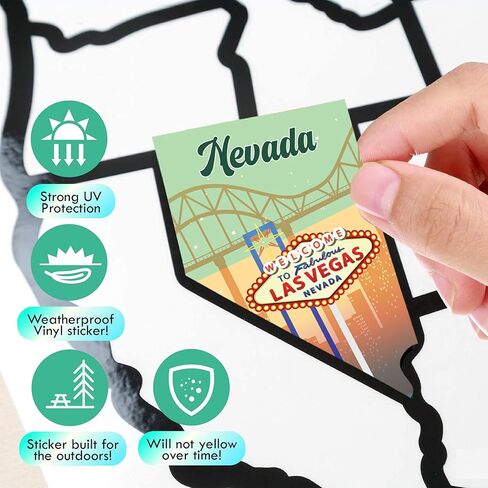 خريطة RV للدول التي تمت زيارتها | الإصدار 2.0 | LATCH.IT 21 × 15 بوصة خريطة RV للولايات المتحدة التي تمت زيارتها | ملصق RV من الفينيل مزدوج الطبقات خريطة الولايات المتحدة | عربة RV خارجية مقاومة للماء ومقاومة للأشعة فوق البنفسجية in Kuwait