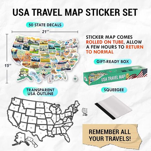 خريطة RV للدول التي تمت زيارتها | الإصدار 2.0 | LATCH.IT 21 × 15 بوصة خريطة RV للولايات المتحدة التي تمت زيارتها | ملصق RV من الفينيل مزدوج الطبقات خريطة الولايات المتحدة | عربة RV خارجية مقاومة للماء ومقاومة للأشعة فوق البنفسجية in Kuwait