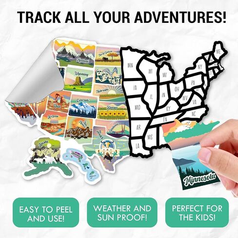 خريطة RV للدول التي تمت زيارتها | الإصدار 2.0 | LATCH.IT 21 × 15 بوصة خريطة RV للولايات المتحدة التي تمت زيارتها | ملصق RV من الفينيل مزدوج الطبقات خريطة الولايات المتحدة | عربة RV خارجية مقاومة للماء ومقاومة للأشعة فوق البنفسجية in Kuwait