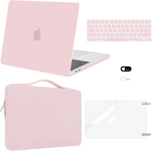 حافظة MOSISO متوافقة مع جهاز MacBook Pro 13 بوصة M2 2024، 2023، 2022-2016 A2338 M1 A2251 A2289 A2159 A1989 A1708 A1706، حافظة صلبة بلاستيكية وحقيبة ولوحة مفاتيح وغطاء كاميرا ويب وواقي شاشة، روز كوارتز in Kuwait