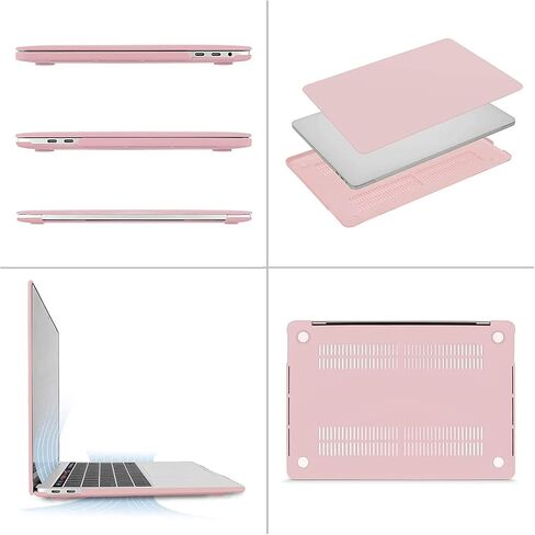 حافظة MOSISO متوافقة مع جهاز MacBook Pro 13 بوصة M2 2024، 2023، 2022-2016 A2338 M1 A2251 A2289 A2159 A1989 A1708 A1706، حافظة صلبة بلاستيكية وحقيبة ولوحة مفاتيح وغطاء كاميرا ويب وواقي شاشة، روز كوارتز in Kuwait