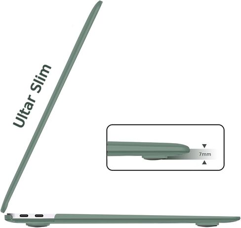 B BELK متوافق مع حافظة MacBook Air 13 بوصة 2022 2021 2020 2019 2018 الإصدار A2337 M1 A2179 A1932 Touch ID، حافظة بلاستيكية صلبة غير لامعة + غطاء لوحة مفاتيح + واقي شاشة شبكية العين، أخضر منتصف الليل in Kuwait
