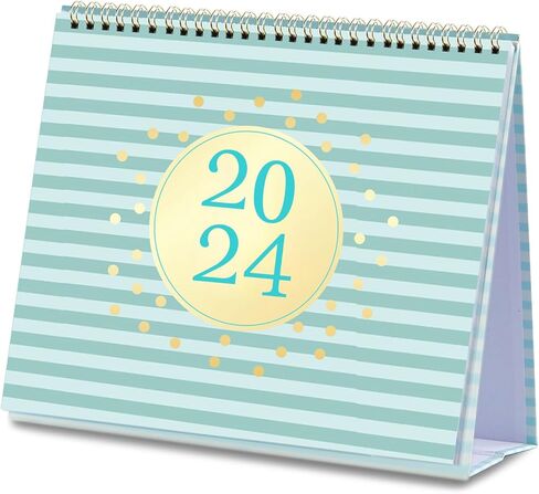 2024 Desk Calendar - Jan. 2024 - Dec. 2024, Desk Calendar 2024 Standing Flip, 9.8" x 8.3", 2024 Desktop Calendar with Thick Paper, Memo Pages + Twin-Wire Binding + Unruled Blocks - Green Pinstripe in Kuwait