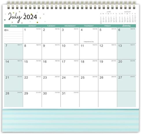 2024 Desk Calendar - Jan. 2024 - Dec. 2024, Desk Calendar 2024 Standing Flip, 9.8" x 8.3", 2024 Desktop Calendar with Thick Paper, Memo Pages + Twin-Wire Binding + Unruled Blocks - Green Pinstripe in Kuwait