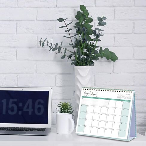 2024 Desk Calendar - Jan. 2024 - Dec. 2024, Desk Calendar 2024 Standing Flip, 9.8" x 8.3", 2024 Desktop Calendar with Thick Paper, Memo Pages + Twin-Wire Binding + Unruled Blocks - Green Pinstripe in Kuwait