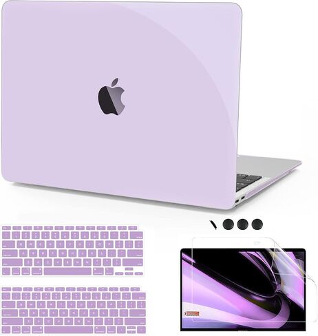 B BELK متوافق مع حافظة MacBook Air 13 بوصة 2022 2021 2020 2019 2018 الإصدار A2337 M1 A2179 A1932 Touch ID، حافظة بلاستيكية صلبة غير لامعة + غطاء لوحة مفاتيح + واقي شاشة شبكية العين، أخضر منتصف الليل in Kuwait