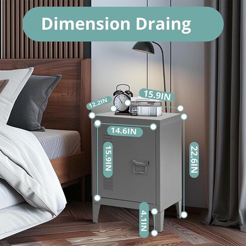 FurnitureR HouseinBox Kids Metal Lockers Gym Room Keeper School Living Room Office Organizer,Grey,15.9'' x 12'' x 22.6'' in Saudi Arabia