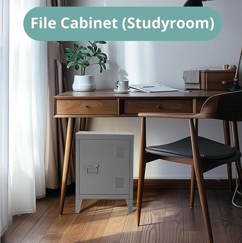 FurnitureR HouseinBox Kids Metal Lockers Gym Room Keeper School Living Room Office Organizer,Grey,15.9'' x 12'' x 22.6'' in Saudi Arabia