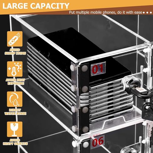 Cell Phone Locker Box Clear Cell Phone Lock Box 20 Slots Wall-Mounted Cell Phone Storage Cabinet with Keys for Office School in Saudi Arabia