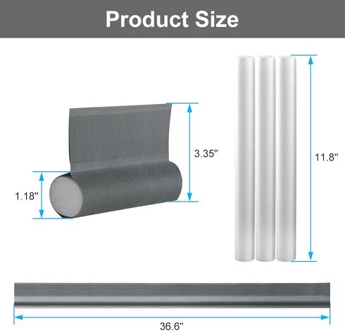 2 حزمة من سدادة مسودة الباب، 91.48 سم قابلة للتعديل تحت سدادة مسودة الباب لتقليل الهواء البارد، سدادات مسودة الباب لأسفل الباب، تناسب الأبواب الداخلية والخارجية (غاري) in Kuwait