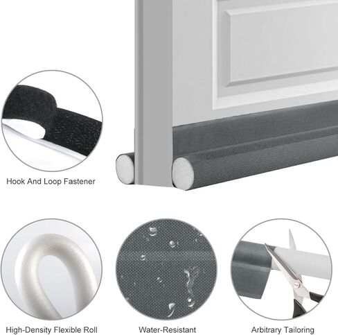 2 حزمة من سدادة مسودة الباب، 91.48 سم قابلة للتعديل تحت سدادة مسودة الباب لتقليل الهواء البارد، سدادات مسودة الباب لأسفل الباب، تناسب الأبواب الداخلية والخارجية (غاري) in Kuwait