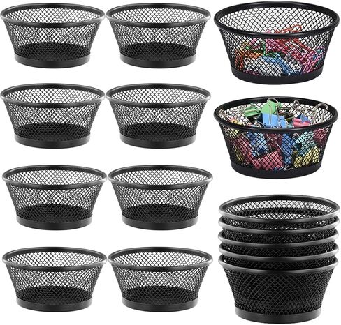 12 قطعة من حامل مشبك الورق، موزع مشبك شبكي معدني، حاوية مشبك ورق أسود، لوازم تنظيم مكتب الطاولة للمنزل والمكتب والمدرسة in Kuwait