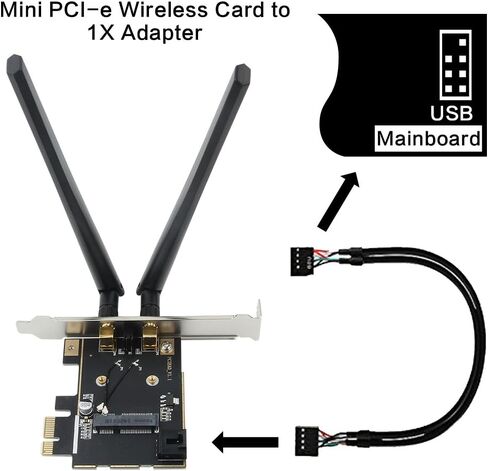 بطاقة لاسلكية PCI Express pcie صغيرة إلى محول PCI Express pcie 1X (لا توجد بطاقة WiFi) لبطاقة WiFi لسطح المكتب لـ Intel 7260 3160 Mini pcie إلخ in Kuwait
