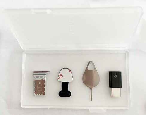 قطع غيار فتحة حامل صينية بطاقة SIM مزدوجة لهاتف Galaxy S23 Ultra لهاتف Samsung Galaxy S23 Ultra 5G + مقابس مضادة للغبار من النوع C + دبوس إخراج (أسود فانتوم) in Saudi Arabia
