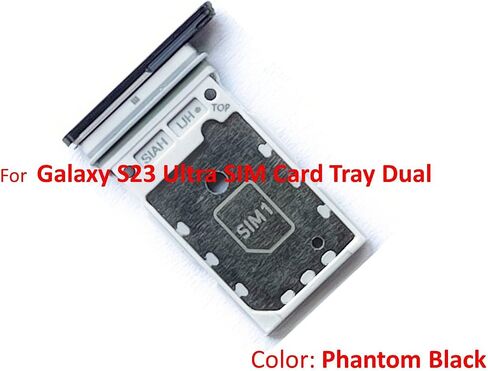 قطع غيار فتحة حامل صينية بطاقة SIM مزدوجة لهاتف Galaxy S23 Ultra لهاتف Samsung Galaxy S23 Ultra 5G + مقابس مضادة للغبار من النوع C + دبوس إخراج (أسود فانتوم) in Saudi Arabia