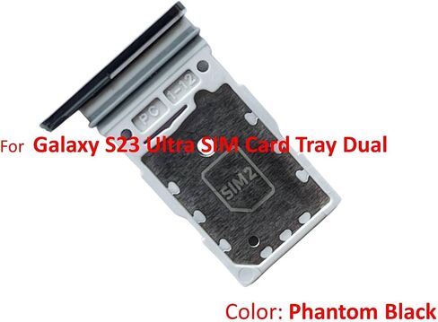قطع غيار فتحة حامل صينية بطاقة SIM مزدوجة لهاتف Galaxy S23 Ultra لهاتف Samsung Galaxy S23 Ultra 5G + مقابس مضادة للغبار من النوع C + دبوس إخراج (أسود فانتوم) in Saudi Arabia