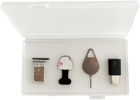 قطع غيار فتحة حامل صينية بطاقة SIM مزدوجة لهاتف Galaxy S23 Ultra لهاتف Samsung Galaxy S23 Ultra 5G + مقابس مضادة للغبار من النوع C + دبوس إخراج (أسود فانتوم) in Saudi Arabia