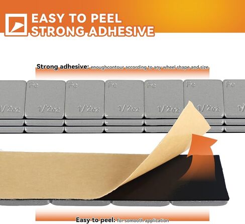 1/2 OZ Adhesive Wheel Weights,Grey1/2 OZ Stick-on Wheel Weights,A Box of 18 Strip,8 Segments per Strip(72 OZ/Pack) in Saudi Arabia
