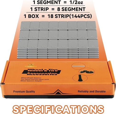 1/2 OZ Adhesive Wheel Weights,Grey1/2 OZ Stick-on Wheel Weights,A Box of 18 Strip,8 Segments per Strip(72 OZ/Pack) in Saudi Arabia