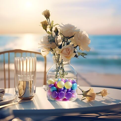 2 رطل من الأحجار الكريمة الزجاجية الملونة لحشو المزهرية، مشروع حرف الفسيفساء الرخامية المسطحة، أحجار ديكور الحفلات ذات موضوع حورية البحر، لهجات منزلية، أرجواني، أزرق، فوشيا، أصفر، ديكور صيف عيد الفصح in Kuwait